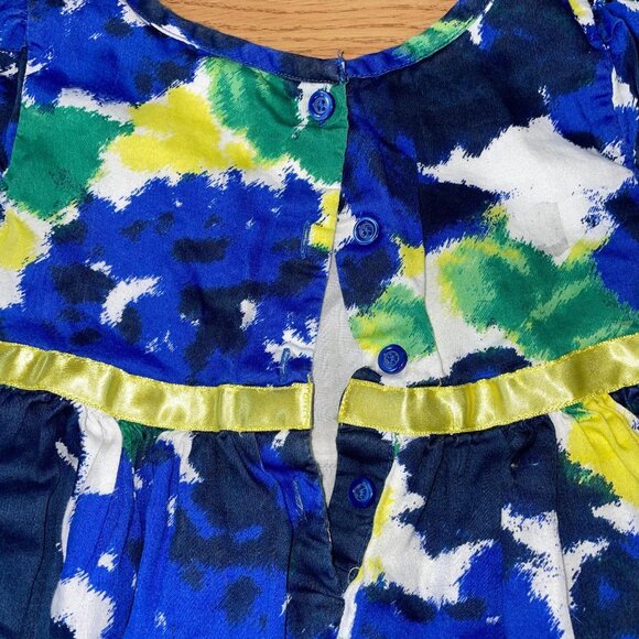 BabyGap Dress 18-24 Months Blue/Green/Yellow Abstract Floral Print Cap Sleeves - Picture 6 of 6